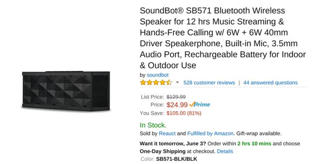 Fotografía - SoundBot [pacte Alerte] Jambox-Looking SB571 Bluetooth Speaker avec jusqu'à 12 heures d'autonomie seulement 20 $ sur Amazon Après Coupon